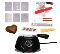 Total Chef - Set elettrico per fonduta di cioccolato, 250 g, piccola macchina per cioccolatini caldi e formaggi, fai da te, 32 pezzi, kit di accessori per compleanno, bambini, officina, feste, nero