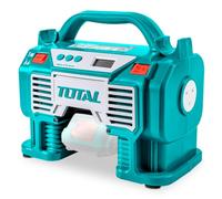 TOTAL - Compressore d'aria ibrido alimentato a batteria P20S 20 V | Gonfiatore Elettrico per Palloni, Materassi e Pneumatici | Caricabatteria per auto da 12 V | Include adattatori