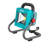Total - Faretto LED a Batteria 20V - Illuminazione Potente e Regolabile per Esterni, Giardini, Cantieri e Campeggi - Include Batteria da 2Ah e Caricabatterie - 900-1800 L - Dimensioni: 63 x 23 x 3 cm
