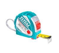 TOTAL - Flexometro 5 metri, misura 5 m x 19 mm, pulsante funzione 3 fermate, con cordino per appendere al polso, metro per misurare in lavori di falegnameria o costruzione generale