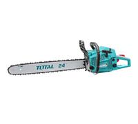 TOTAL - Motosega a Scoppio 62CC, Motosega a Benzina con Lama da 60cm, Motosega a Scoppio Professionale per Potatura di Alberi, Taglio Legna e Disboscamento