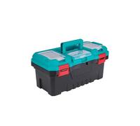 TOTAL - Organizer per Attrezzi 15 kg - Scatola in Plastica con Vassoio Estraibile e Coperchio Superiore - 3 Aree di Stoccaggio e Funzione Scala - Dimensioni 436x220x205 mm