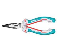TOTAL - Pinza a Bocca Piatta Rinforzata | 160 mm | Ideale per trattenere, piegare e tagliare | Protezione anticaduta | Realizzato in cromo vanadio | Manico in Fibra in 3 Materiali