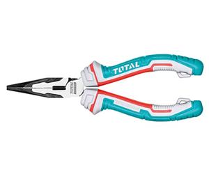 TOTAL - Pinza a Bocca Piatta Rinforzata | 160 mm | Ideale per trattenere, piegare e tagliare | Protezione anticaduta | Realizzato in cromo vanadio | Manico in Fibra in 3 Materiali