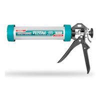 TOTAL - Pistola Applicatrice di Silicone Chiusa | Lunghezza di 305 mm | Con Piastra di Spinta | Impugnatura Ergonomica in Alluminio | Acciaio | Resistente alla Corrosione
