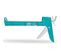 TOTAL - Pistola per Silicone - Con Applicatore Chiuso - Sigilla e Ripara Giunti e Angoli - Asta in Ferro con Denti - Impugnatura Comoda in Alluminio - Lunghezza 230 mm