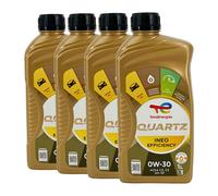 TOTAL Quartz Ineo Efficienza SAE 0W-30 Olio Motore BMW Longlife-19FE, 4x1 Litro