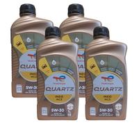 TOTAL QUARTZ INEO MC3 - OLIO LUBRIFICANTE PER MOTORI BENZINA E DIESEL CON VISCOSITA' SAE 5W30 ACEA C3 API SN PLUS/CF. TECNOLOGIA AGE-RESISTANCE. CONFEZIONE : KIT PROMOZIONE 4 LITRI