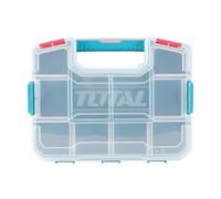 TOTAL - Scatola Organizzatrice in Plastica Impilabile Mod. TPBX1121 | Con Maniglia e Coperchio Trasparente | Angoli Arrotondati | 10 Scomparti | Durevole e Resistente | 305 x 230 x 65 mm | Blu