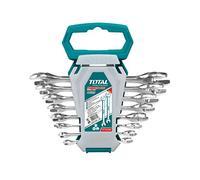 TOTAL - Set 8 Chiavi a Forchetta Doppie con Supporto | Finitura Lucida | Acciaio al Cromo-Vanadio | Misure 6-22 mm | Amig Griglia Quadrata, Amig Cesoia Potatura, Lega di Acciaio