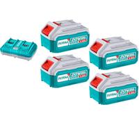 TOTAL Set batteria e caricabatterie, 20 V Li-ion, 4000 mAh, industriale TFBCLI20244