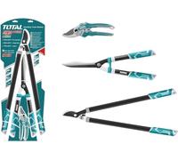 TOTAL - Set da taglio per giardinaggio mod. THT1576033 | Set di 3 forbici da potatura: 1 x 220 mm, 1 x tagliasiepi da 580 mm e 1 x due mani da 725 mm | Kit completo per potatura e giardino