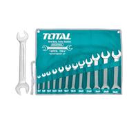 TOTAL - Set di 12 Chiavi a Forchetta | Cromo-Vanadio per Durata | Design Ergonomico per Presa Confortevole | Ideale per Spazi Ristretti, Colore Blu Total, Taglia Standard, Materiale Plastica