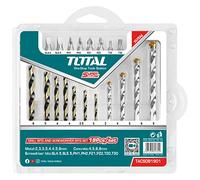 TOTAL - Set di 19 punte da trapano | Metallo e muratura | Punte per avvitamento, piatte, Phillips e Pozidrive | Precisione e durata | Materiale resistente