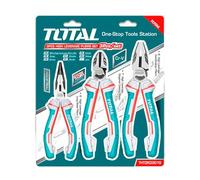 TOTAL - Set di 3 Pinze Professionali | Acciaio al Cromo-Vanadio Resistente | Impugnatura Ergonomica Antiscivolo | Ideali per Fai da Te e Manutenzione, Nere