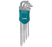 TOTAL - Set di 9 chiavi Torx | Diverse dimensioni da T10 a T50 | Strumento per allentare dadi e viti Torx | Cromo Vanadio