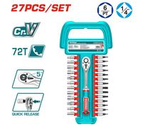 TOTAL / SET di BUSSOLE e INSERTI attacco 1/4", 27 pezzi - Art. THT141271