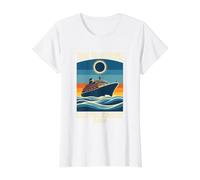 Total Solar Eclipse Cruise 2026 Ocean Voyage Celeste Evento Maglietta con Stampa Grafica Economica, Donna, Bianco, L