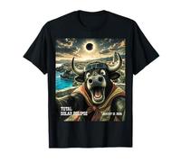 Total Solar Eclipse Spain Bull Selfie August 12 2026 Funny Maglietta