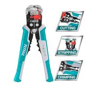 TOTAL - Spellacavi Elettricista | Automatico | Multifunzione 3 in 1 | Sbuccia, Taglia e Crimpa Cavi da 0,2 a 6 mm | Pinza ad Alta Precisione | Facile da Usare | Versatile e Durevole