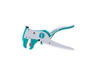 TOTAL - Spellafili | 85 mm | Ideale per elettricisti | Pinza spelafili per sbucciare o tagliare con precisione i cavi | Spella Cavi da 0,5 a 6 mm | Plastica grigia e turchese