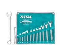 Total Tools - Borsa con 12 chiavi combinate | Misure da 6 a 24 mm | Chiave fissa e chiave angolare | Per stringere o allentare dadi e viti a testa esagonale | Realizzato in cromo vanadio