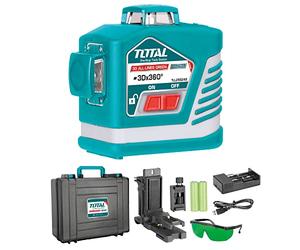Total Tools - Livella Laser 3D, Ampiezza 360°, Con Puntatore Verde, Portata 30 m, Include Occhiali Protettivi, Supporto e Valigetta Resistente