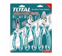 TOTAL - Set di 3 Pinze Professionali | Acciaio al Cromo-Vanadio Resistente | Impugnatura Ergonomica Antiscivolo | Ideali per Fai da Te e Manutenzione, Nere