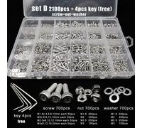 Totale 400/650/1140/2100X M1.6 M2 M2.5 M3 M4 M5 304 Acciaio inossidabile Esagonale Esagono incassato Vite a testa Bullone Dado Set Assortimento Kit