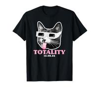 Totality 2026 - Occhiali da Sole a Forma di Gatto Eclissi, Design Divertente Maglietta
