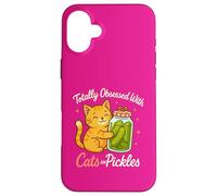 Totally Obsessed with Cats and Pickles - Barattolo per sottaceti a forma di gatto Custodia per iPhone 16 Plus
