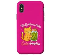 Totally Obsessed with Cats and Pickles - Barattolo per sottaceti a forma di gatto Custodia per iPhone X/XS