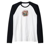 Totally Rad Retro 80s Boombox Joystick Cassette Tape Energy Maglia con Maniche Raglan