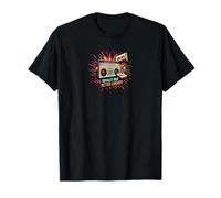 Totally Rad Retro 80s Boombox Joystick Cassette Tape Energy Maglietta
