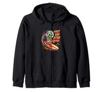 Totally Rad Retro Energy Alien Space Surfer Design Felpa con Cappuccio