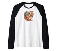 Totally Rad Retro Energy Alien Space Surfer Design Maglia con Maniche Raglan