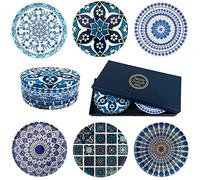 Totally Turkish Set di 6 sottobicchieri con motivo a fantasia, set di tappetini per bevande dal design regalabile, top antigraffio e base in sughero antiscivolo (Efeso)