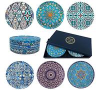 Totally Turkish Set di 6 sottobicchieri con motivo a fantasia - Set di tappetini per bevande dal design regalabile - Top antigraffio e base antiscivolo in sughero (Istanbul)
