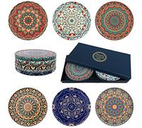 Totally Turkish Set di 6 sottobicchieri con motivo a fantasia, set di tappetini per bevande dal design regalabile, top antigraffio e base in sughero antiscivolo (Anatolia)