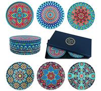 Totally Turkish Set di 6 sottobicchieri con motivo a fantasia - Set di tappetini per bevande - Top antigraffio e base antiscivolo in sughero (Bodrum)