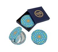 Totally Turkish - Specchio compatto in metallo, piccolo, pieghevole e rotondo, con chiusura magnetica - ingrandimento 1x e 2x - per borse, trucco, viaggi e spostamenti - luminoso e alla moda con