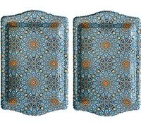 Totally Turkish Vassoio da portata piccolo dal design premium, confezione da due vassoi con confezione regalo, ciotole. 25x16 cm, ideale per oggetti domestici (azzurro cielo)