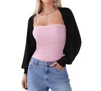Totatuit Bolero Donna Elegante Cardigan a Maniche Lunghe Estivo Primaverile Adatto a Tutte Le Stagioni Aperto Leggero Nero XL