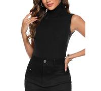 Totatuit Canottiera Donna Lupetto Senza Maniche Elegante Maglietta Elasticizzato Gilet Comoda Canottiera Donna Lupetto Donna Smanicato Dolcevita Sottile Tinta Unita di Base Autunno e Inverno