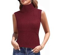 Totatuit Donna Canotta Elegante Lupetto Maglietta da Donna Senza Maniche Basic con Collo Alto Sottogiacca Top Dolcevita Smanicato in Tinta Unita