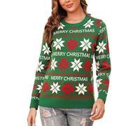 Totatuit Maglione Natalizio da Donna Maglione Lavorato a Maglia Maglione Invernale da Donna con Fiocchi di Neve e Renne