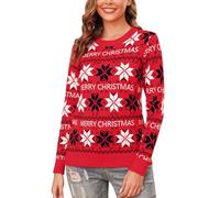 Totatuit Maglione Natalizio da Donna Maglione Lavorato a Maglia Maglione Invernale da Donna con Fiocchi di Neve e Renne