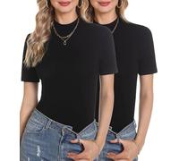 Totatuit Sottogiacca Donna Mezza Manica Estiva Set da 2 Pezzi Shirt Elegante Basic Dolcevita Maglietta Top Lupetto Manica Corta Casual Pullover di Base Slim Fit Morbida Sexy