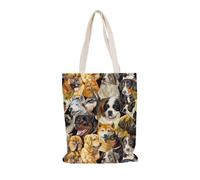 Tote Bag Cane Borsa Shopper Donna, Tote Bag Tela,In Tela, Borsa Canvas Perfetto,Style Borse Shopper Cotone Modelli Assortiti, Per Shopping, Scuola, Regali30X40Cm