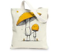 Tote bag carino in tela fungo, borse della spesa riutilizzabili ecologiche, borse leggere a tracolla gialla, giallo, 13x15 Inch